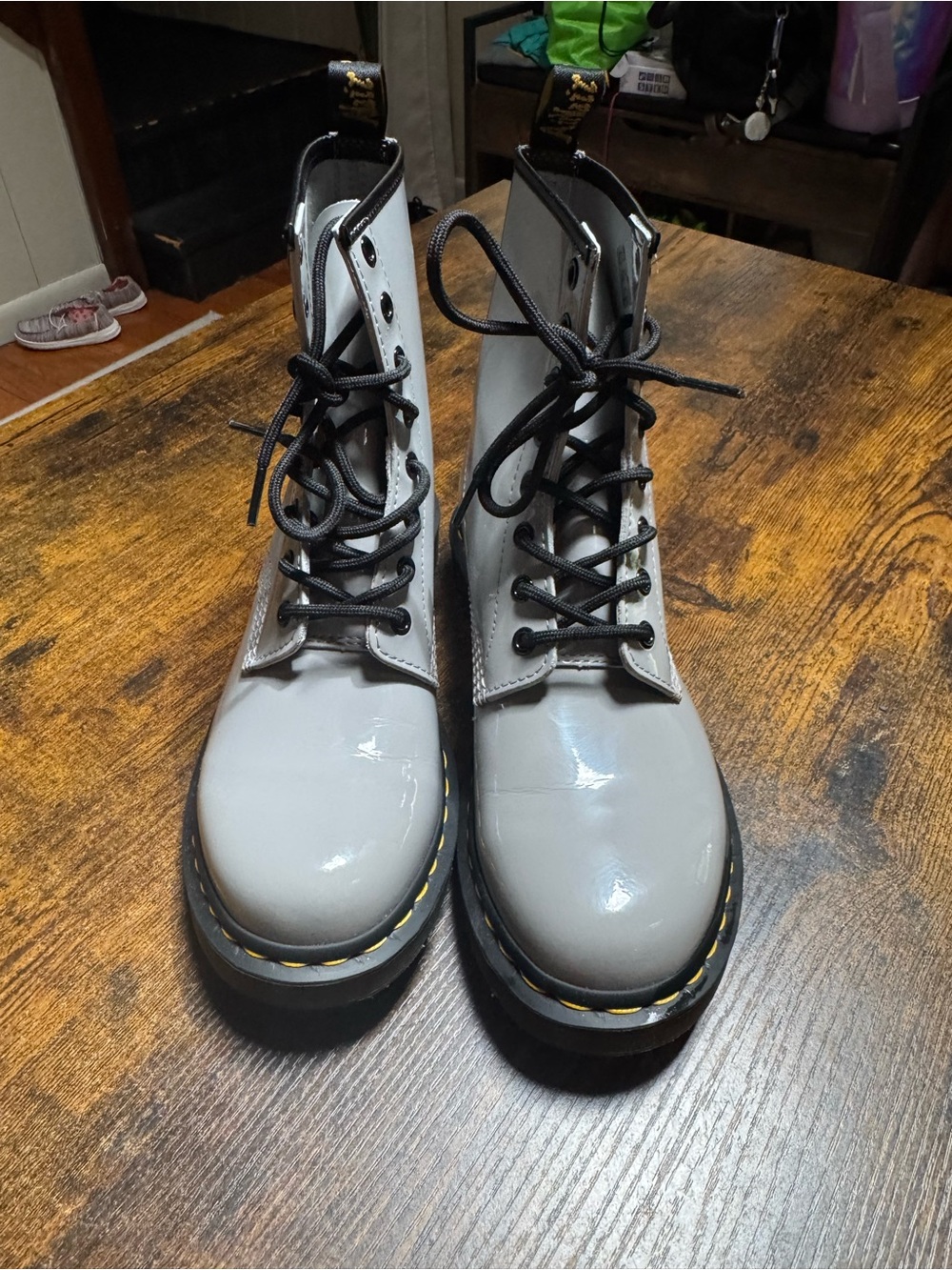 NWOT DR MARTINS Gray Women's Lace-Up Combat Boots - Classic Style Sz9